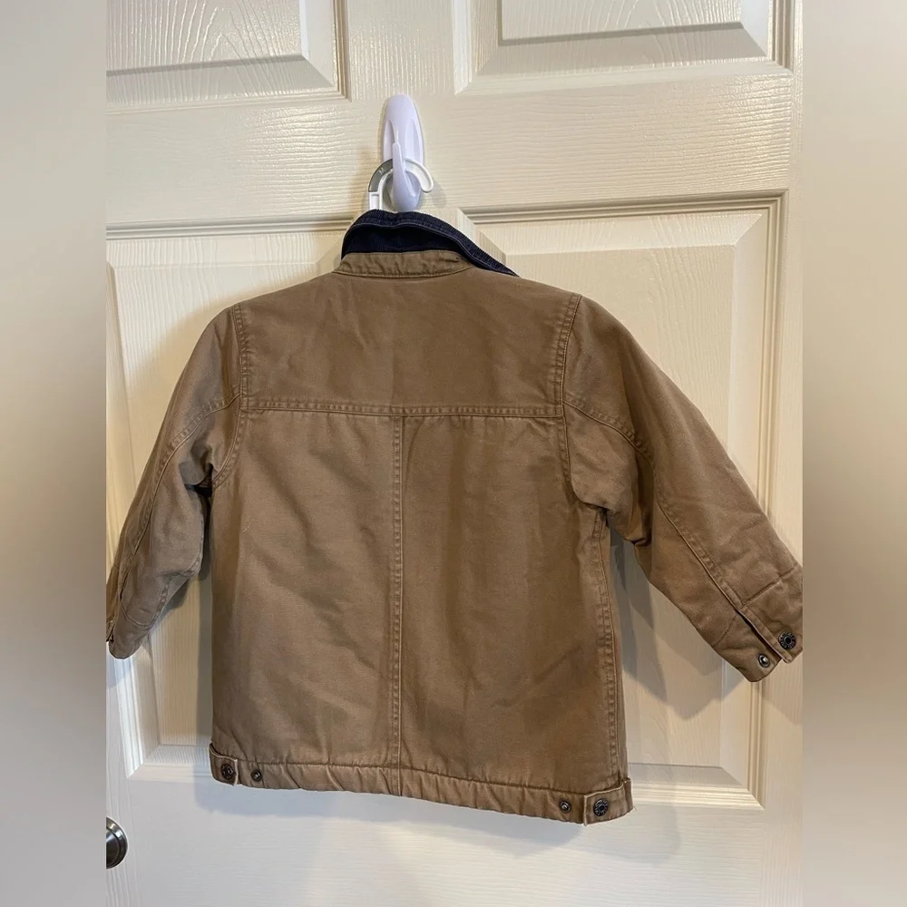 The Children's Place Tan Chore Barn Jacket Corduroy Collar XS 4